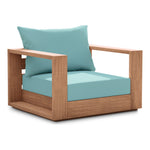 Tulum Water Resistant Fabric Upholstered Outdoor Patio Accent Chair in Blue
