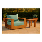 Tulum Water Resistant Fabric Upholstered Outdoor Patio Accent Chair in Blue