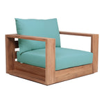 Tulum Water Resistant Fabric Upholstered Outdoor Patio Accent Chair in Blue