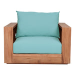 Tulum Water Resistant Fabric Upholstered Outdoor Patio Accent Chair in Blue