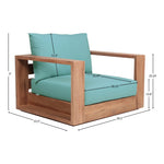Tulum Water Resistant Fabric Upholstered Outdoor Patio Accent Chair in Blue