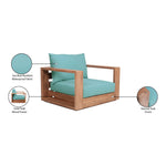Tulum Water Resistant Fabric Upholstered Outdoor Patio Accent Chair in Blue