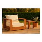 Tulum Water Resistant Fabric Upholstered Outdoor Patio Accent Chair in Off White