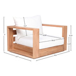 Tulum Water Resistant Fabric Upholstered Outdoor Patio Accent Chair in Off White