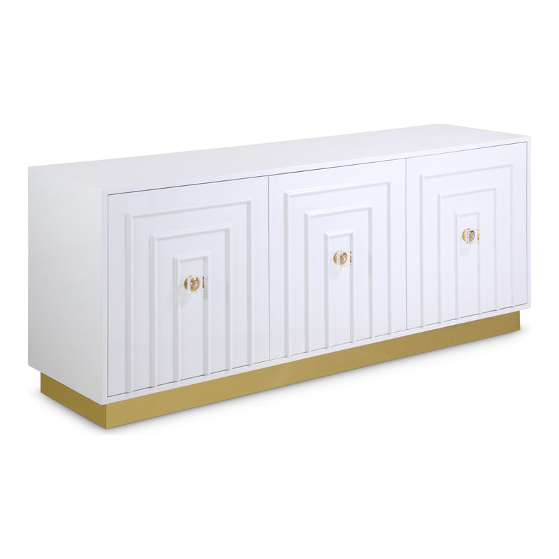 Cosmopolitan Lacquer Finish And Stainless Steel Sideboard / Buffet in White