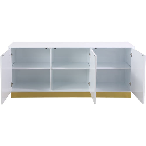 Cosmopolitan Lacquer Finish And Stainless Steel Sideboard / Buffet in White