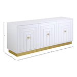 Cosmopolitan Lacquer Finish And Stainless Steel Sideboard / Buffet in White
