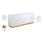 Cosmopolitan Lacquer Finish And Stainless Steel Sideboard / Buffet in White