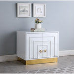 Cosmopolitan Lacquer Finish And Stainless Steel Side Table in White