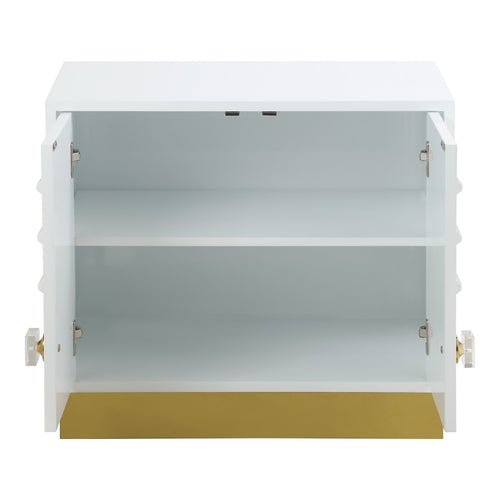 Cosmopolitan Lacquer Finish And Stainless Steel Side Table in White