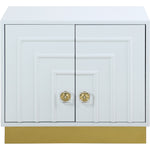 Cosmopolitan Lacquer Finish And Stainless Steel Side Table in White