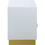 Cosmopolitan Lacquer Finish And Stainless Steel Side Table in White
