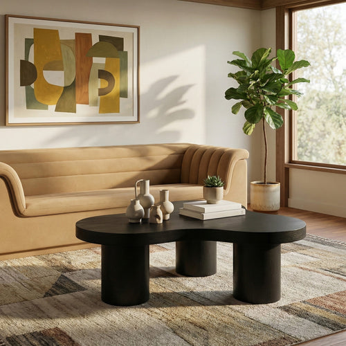 Cove Oak Veneer And Solid Wood Coffee Table in Black