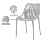 Mykonos Plastic Outdoor Patio Dining Chair (328-) in Grey