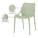 Mykonos Plastic Outdoor Patio Dining Chair (328-) in Mint