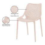Mykonos Plastic Outdoor Patio Dining Chair (328-) in Pink