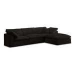 Cozy 119" Velvet Upholstered Overstuffed Fiber Filled Comfort 4pc. Modular Sectional in Black