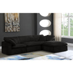 Cozy 119" Velvet Upholstered Overstuffed Fiber Filled Comfort 4pc. Modular Sectional in Black