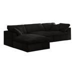 Cozy 119" Velvet Upholstered Overstuffed Fiber Filled Comfort 4pc. Modular Sectional in Black
