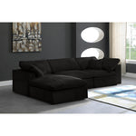 Cozy 119" Velvet Upholstered Overstuffed Fiber Filled Comfort 4pc. Modular Sectional in Black