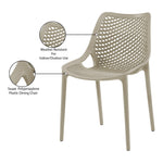 Mykonos Plastic Outdoor Patio Dining Chair (328-) in Taupe