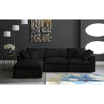 Cozy 119" Velvet Upholstered Overstuffed Fiber Filled Comfort 4pc. Modular Sectional in Black