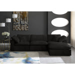 Cozy 119" Velvet Upholstered Overstuffed Fiber Filled Comfort 4pc. Modular Sectional in Black