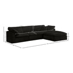 Cozy 119" Velvet Upholstered Overstuffed Fiber Filled Comfort 4pc. Modular Sectional in Black