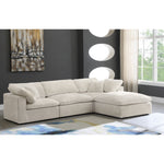 Cozy 119" Velvet Upholstered Overstuffed Fiber Filled Comfort 4pc. Modular Sectional in Cream