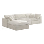 Cozy 119" Velvet Upholstered Overstuffed Fiber Filled Comfort 4pc. Modular Sectional in Cream