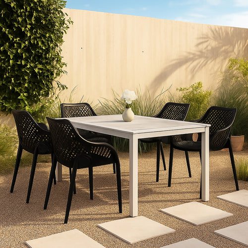 Mykonos Plastic Outdoor Patio Dining Chair (329-) in Black