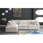 Cozy 119" Velvet Upholstered Overstuffed Fiber Filled Comfort 4pc. Modular Sectional in Cream