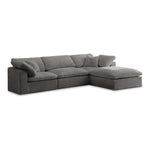 Cozy 119" Velvet Upholstered Overstuffed Fiber Filled Comfort 4pc. Modular Sectional in Grey