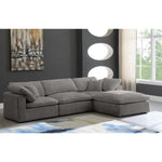 Cozy 119" Velvet Upholstered Overstuffed Fiber Filled Comfort 4pc. Modular Sectional in Grey