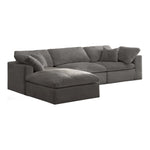 Cozy 119" Velvet Upholstered Overstuffed Fiber Filled Comfort 4pc. Modular Sectional in Grey