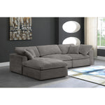 Cozy 119" Velvet Upholstered Overstuffed Fiber Filled Comfort 4pc. Modular Sectional in Grey