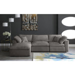 Cozy 119" Velvet Upholstered Overstuffed Fiber Filled Comfort 4pc. Modular Sectional in Grey