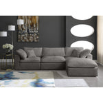 Cozy 119" Velvet Upholstered Overstuffed Fiber Filled Comfort 4pc. Modular Sectional in Grey