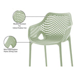Mykonos Plastic Outdoor Patio Dining Chair (329-) in Mint