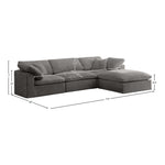 Cozy 119" Velvet Upholstered Overstuffed Fiber Filled Comfort 4pc. Modular Sectional in Grey