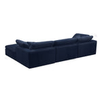 Cozy 119" Velvet Upholstered Overstuffed Fiber Filled Comfort 4pc. Modular Sectional in Navy