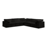 Cozy 119" Velvet Upholstered Overstuffed Fiber Filled Comfort 5pc. Modular Sectional in Black