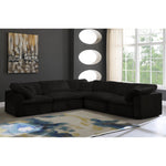 Cozy 119" Velvet Upholstered Overstuffed Fiber Filled Comfort 5pc. Modular Sectional in Black