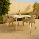 Mykonos Plastic Outdoor Patio Dining Chair (329-) in Taupe