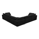 Cozy 119" Velvet Upholstered Overstuffed Fiber Filled Comfort 5pc. Modular Sectional in Black
