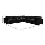 Cozy 119" Velvet Upholstered Overstuffed Fiber Filled Comfort 5pc. Modular Sectional in Black