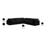 Cozy 119" Velvet Upholstered Overstuffed Fiber Filled Comfort 5pc. Modular Sectional in Black