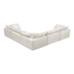 Cozy 119" Velvet Upholstered Overstuffed Fiber Filled Comfort 5pc. Modular Sectional in Cream