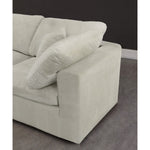 Cozy 119" Velvet Upholstered Overstuffed Fiber Filled Comfort 5pc. Modular Sectional in Cream