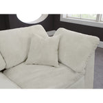 Cozy 119" Velvet Upholstered Overstuffed Fiber Filled Comfort 5pc. Modular Sectional in Cream